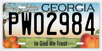 GA license plate PWO2984