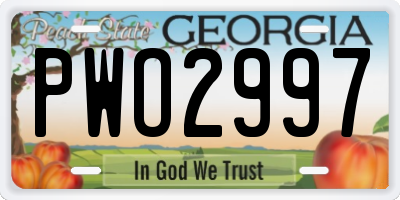 GA license plate PWO2997