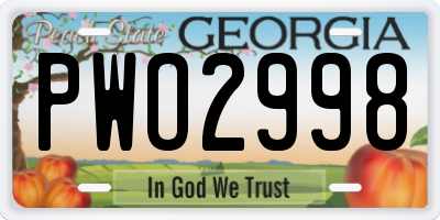 GA license plate PWO2998