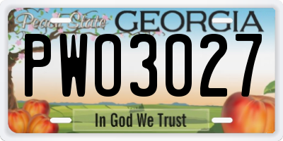 GA license plate PWO3027