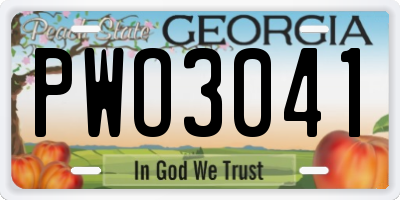 GA license plate PWO3041