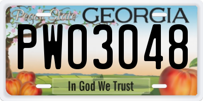 GA license plate PWO3048