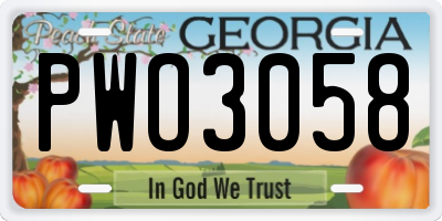 GA license plate PWO3058