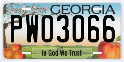 GA license plate PWO3066