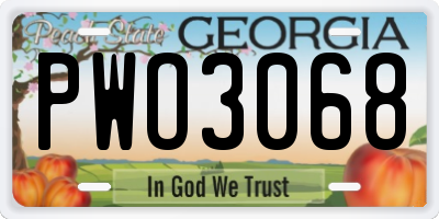 GA license plate PWO3068