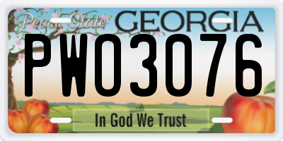 GA license plate PWO3076