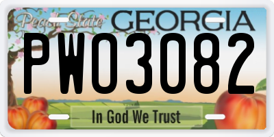 GA license plate PWO3082
