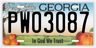 GA license plate PWO3087
