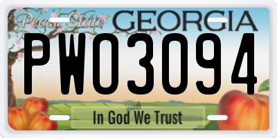 GA license plate PWO3094