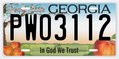 GA license plate PWO3112