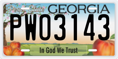 GA license plate PWO3143