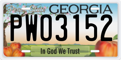 GA license plate PWO3152