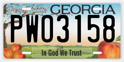GA license plate PWO3158