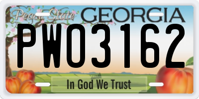 GA license plate PWO3162