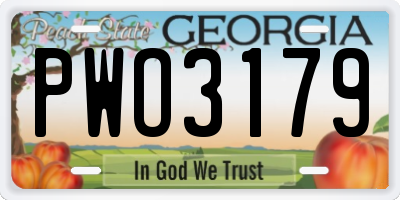 GA license plate PWO3179