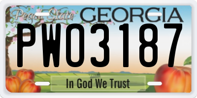 GA license plate PWO3187