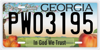 GA license plate PWO3195