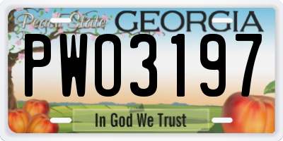 GA license plate PWO3197