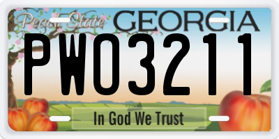GA license plate PWO3211
