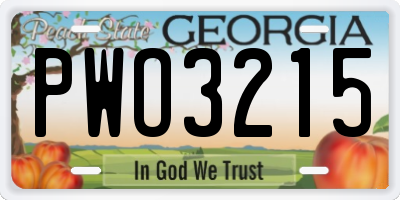 GA license plate PWO3215