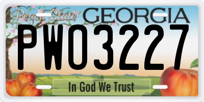 GA license plate PWO3227