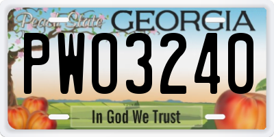 GA license plate PWO3240