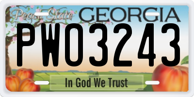 GA license plate PWO3243