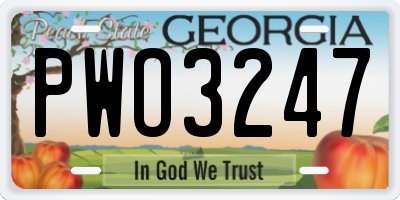 GA license plate PWO3247