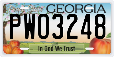 GA license plate PWO3248