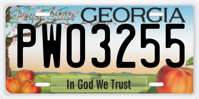 GA license plate PWO3255