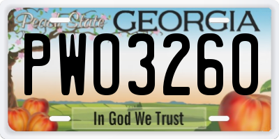GA license plate PWO3260