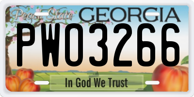 GA license plate PWO3266