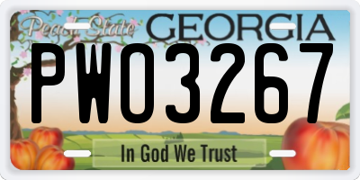 GA license plate PWO3267