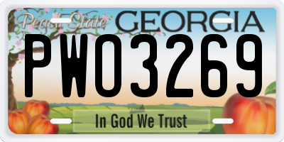 GA license plate PWO3269