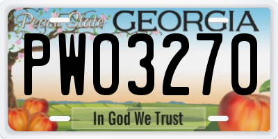 GA license plate PWO3270