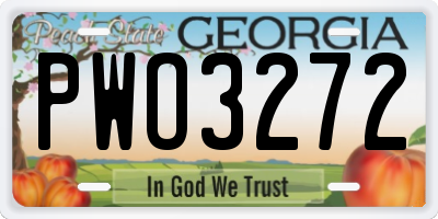 GA license plate PWO3272