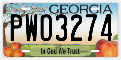 GA license plate PWO3274