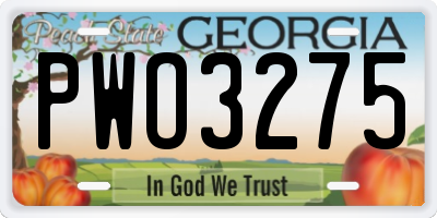 GA license plate PWO3275
