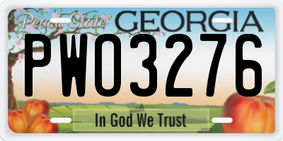 GA license plate PWO3276