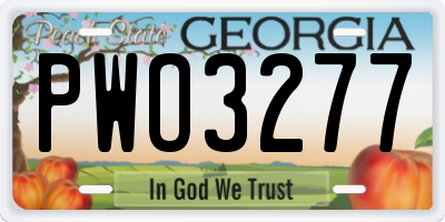 GA license plate PWO3277