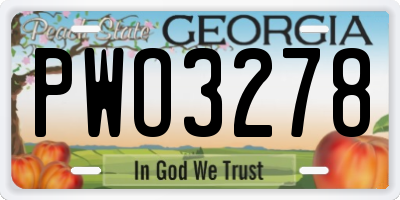 GA license plate PWO3278