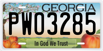 GA license plate PWO3285