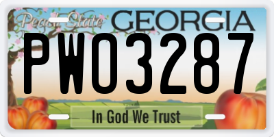 GA license plate PWO3287