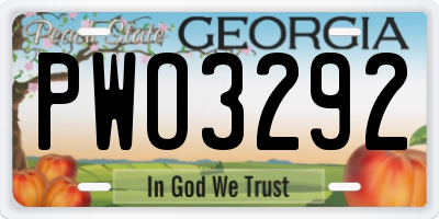 GA license plate PWO3292