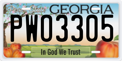 GA license plate PWO3305