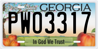 GA license plate PWO3317