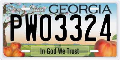 GA license plate PWO3324