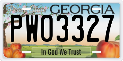 GA license plate PWO3327