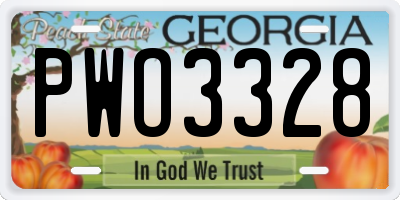 GA license plate PWO3328