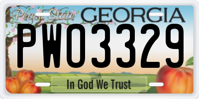 GA license plate PWO3329